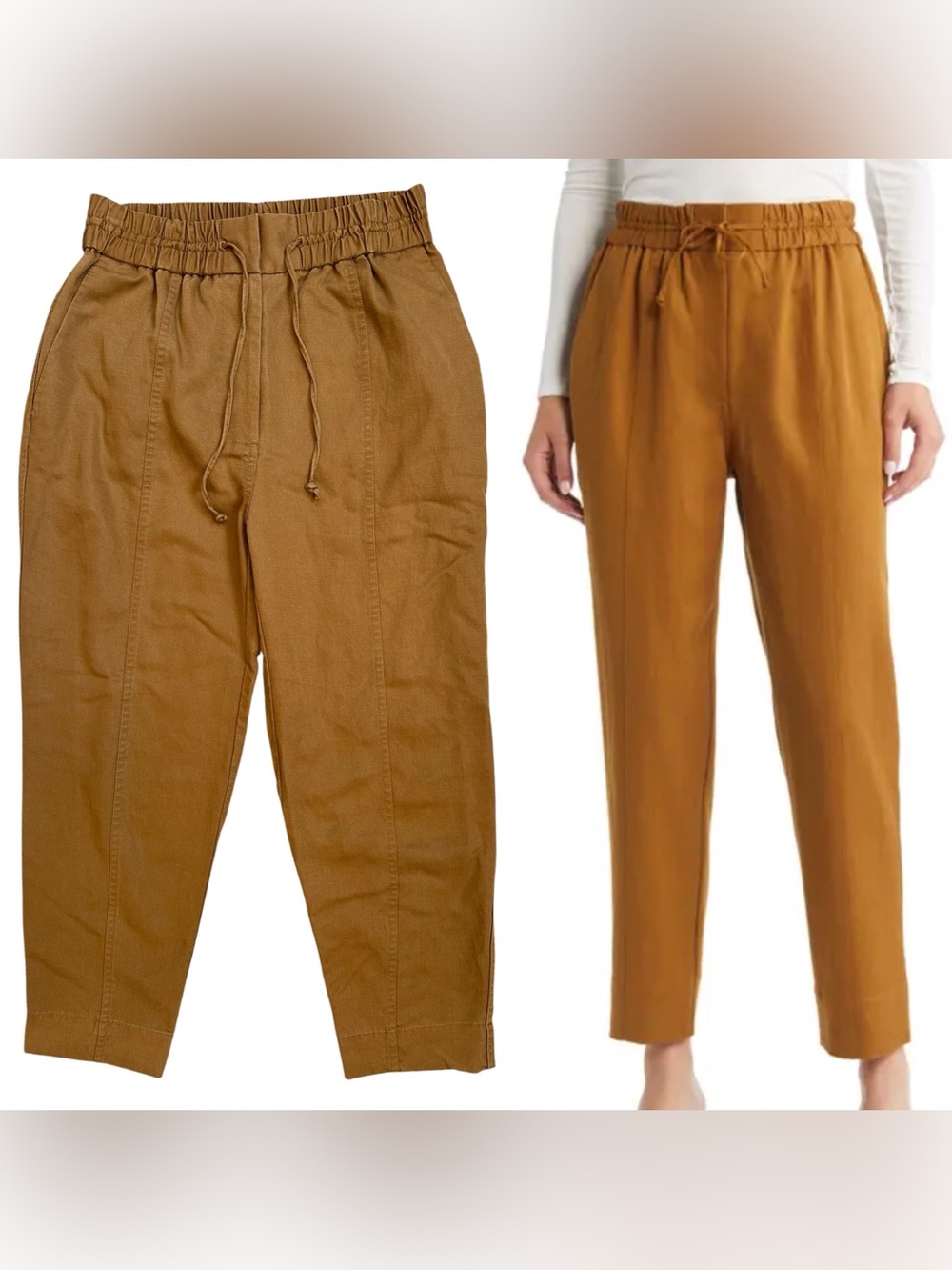 M.M. La Fleur Ochre Mustard Tan Shane Straight Leg Drawstring Twill Pants Size 0